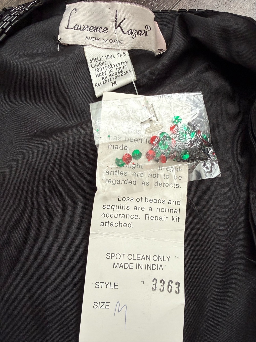 NWT Laurence Kazar Silk Beaded Sequin Bow Holiday Jacket Top M - Picture 12 of 12